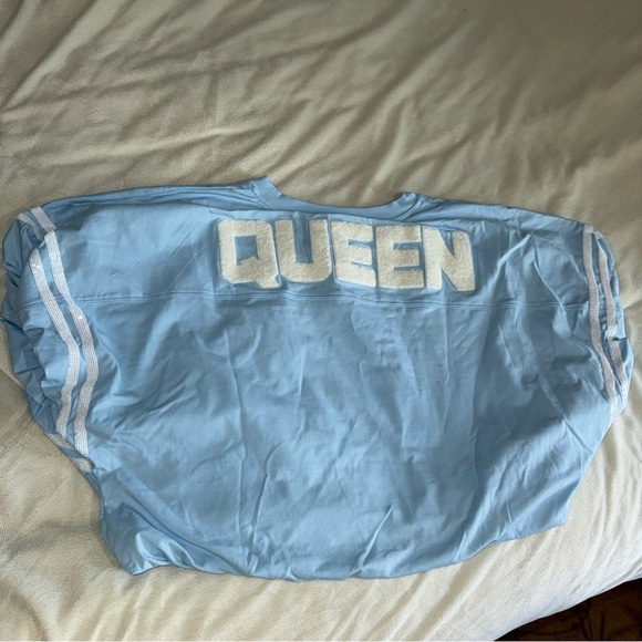 QUEEN OF SPARKLES White Boxy Crop Blouse Short Sleeve l top shirt - Picture 2 of 10